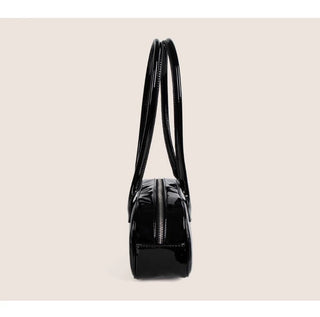 Korean retro bowling patent leather bag