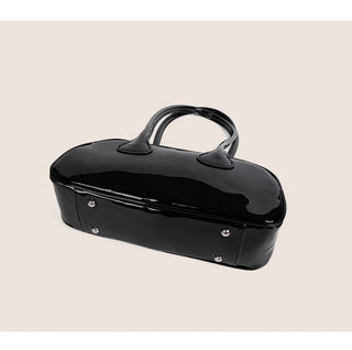 Korean retro bowling patent leather bag