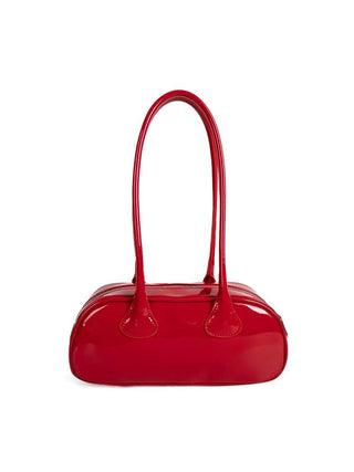 Korean retro bowling patent leather bag