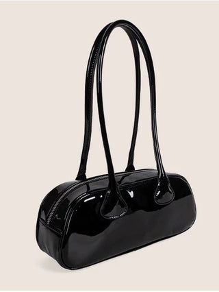 Korean retro bowling patent leather bag