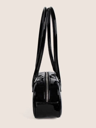 Korean retro bowling patent leather bag