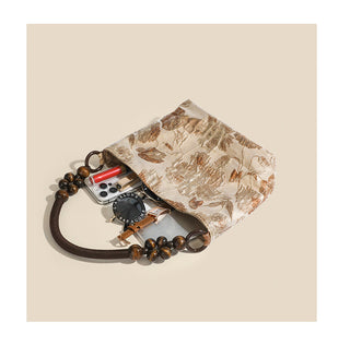 Chinese wood beads woven chain shoulder bag