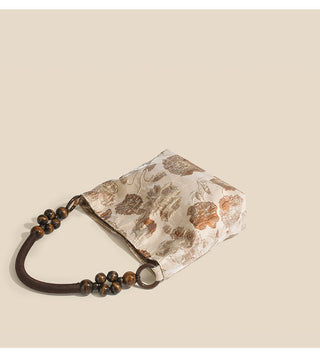 Chinese wood beads woven chain shoulder bag