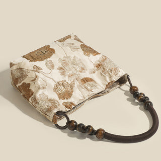 Chinese wood beads woven chain shoulder bag