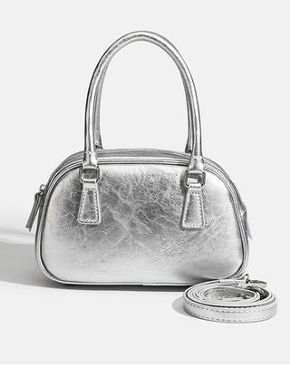 Shiny leather shoulder-length bag