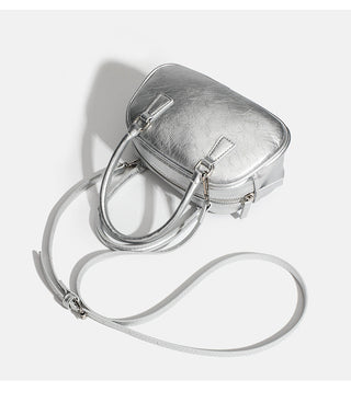 Shiny leather shoulder-length bag