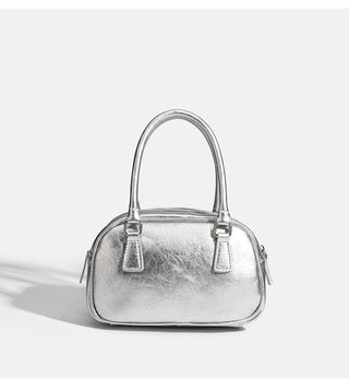 Shiny leather shoulder-length bag