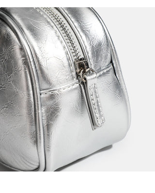 Shiny leather shoulder-length bag