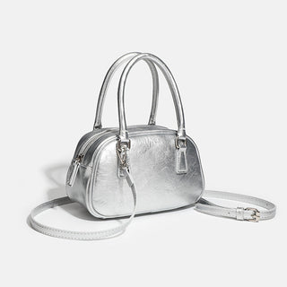 Shiny leather shoulder-length bag