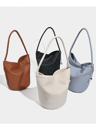 Soft leather bucket handbag