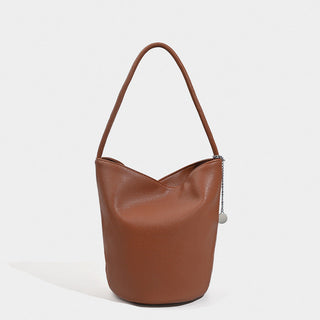 Soft leather bucket handbag