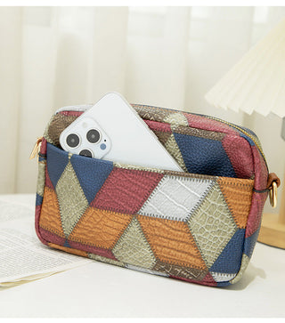 Color matching ethnic style cross body bag