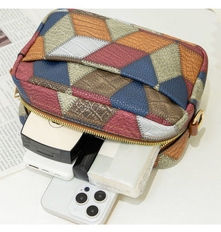 Color matching ethnic style cross body bag