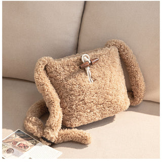 Korean retro plush shoulder bag