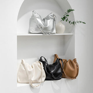 Textured Leather Shopper Hobo Bags