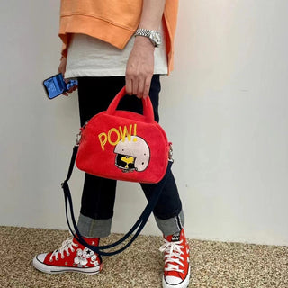 Velvet cartoon embroidery canvas bag