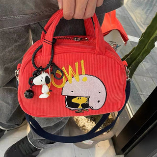 Velvet cartoon embroidery canvas bag