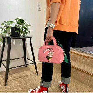 Velvet cartoon embroidery canvas bag