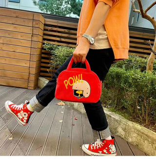 Velvet cartoon embroidery canvas bag