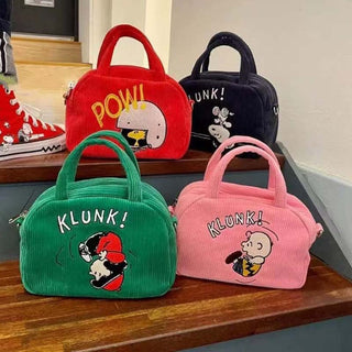 Velvet cartoon embroidery canvas bag