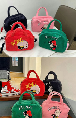 Velvet cartoon embroidery canvas bag