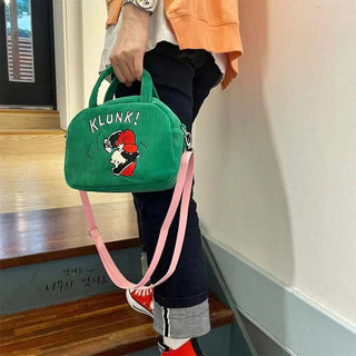 Velvet cartoon embroidery canvas bag