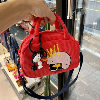 Velvet cartoon embroidery canvas bag