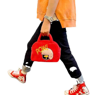 Velvet cartoon embroidery canvas bag