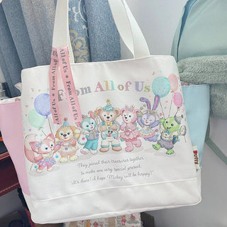 Cute cartoon canvas print shoulder bag