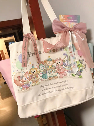 Cute cartoon canvas print shoulder bag