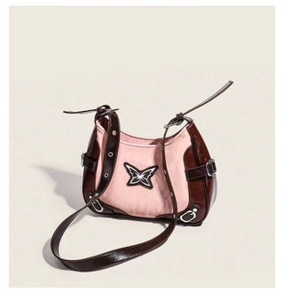 Butterfly contrasting color rivet bag