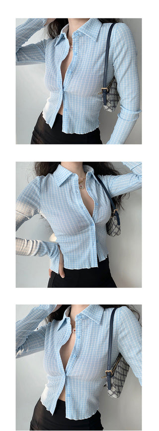 Retro striped slim shirt