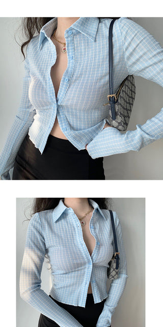 Retro striped slim shirt