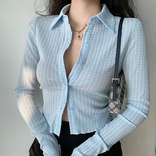 Retro striped slim shirt