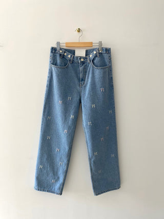 Embroidery Bows Loose jeans