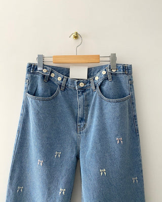 Embroidery Bows Loose jeans