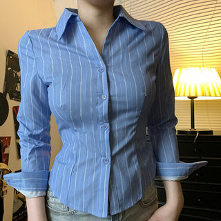 Blue Vertical Striped Shirts