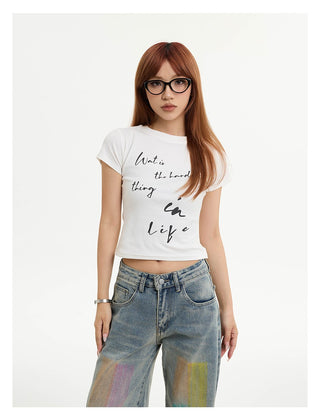 Letter print short t-shirt