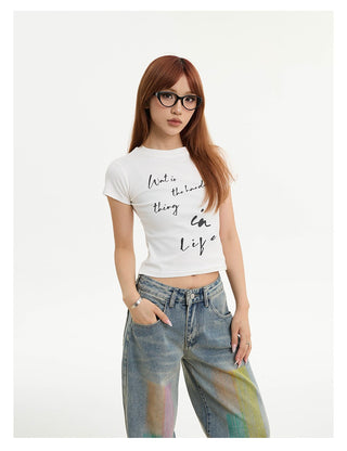 Letter print short t-shirt