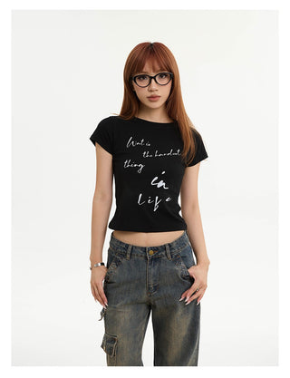 Letter print short t-shirt