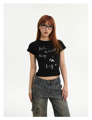 Letter print short t-shirt