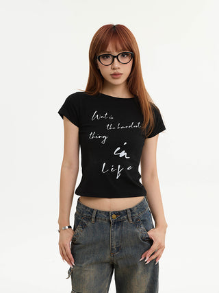 Letter print short t-shirt