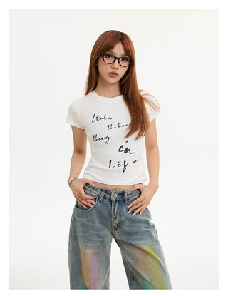 Letter print short t-shirt