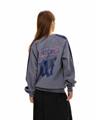 Retro letter stitching round neck sweatshirt