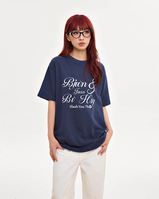 Retro high-end letter print loose top