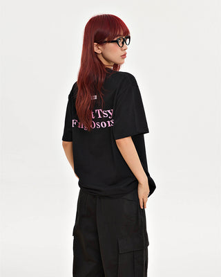 Retro high-end letter print loose top