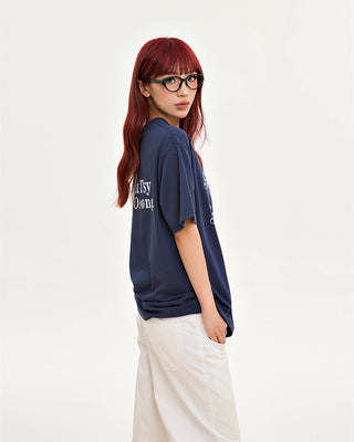 Retro high-end letter print loose top