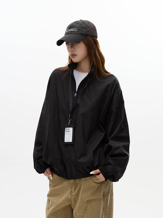 Loose versatile Stand collar jacket