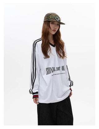 Striped long-sleeved sports jersey