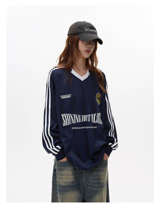 Striped long-sleeved sports jersey